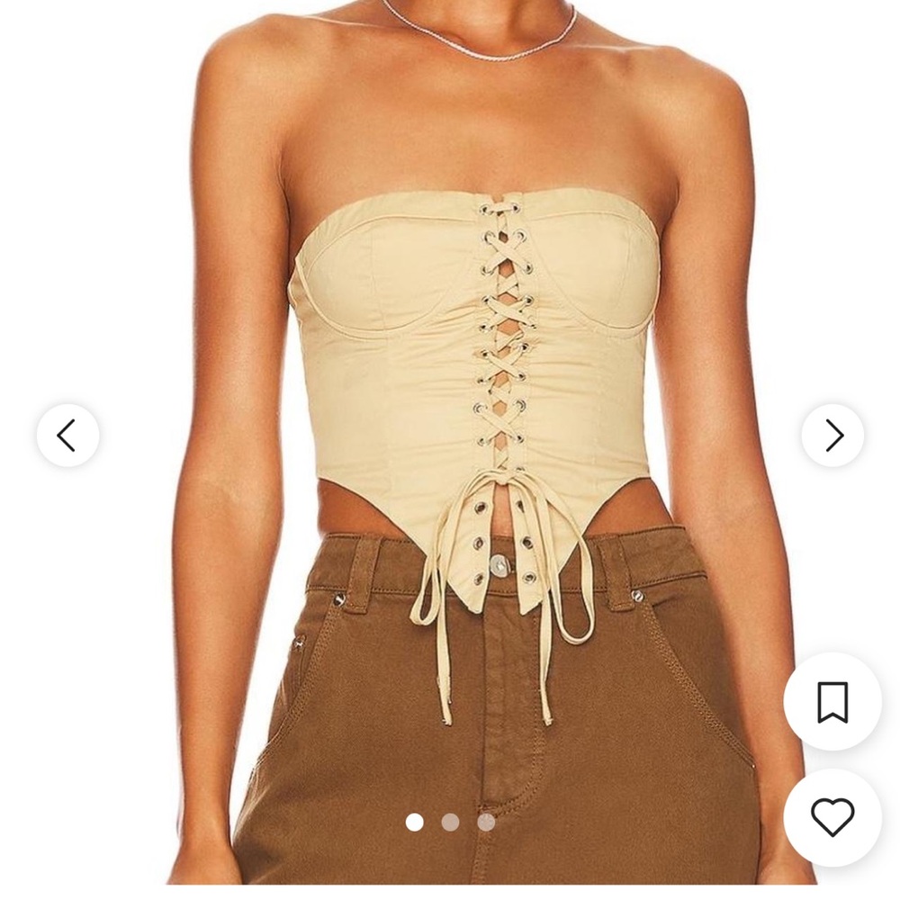 REVOLVE Strapless Lace-Up Corset Crop Top – Cream